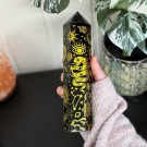 Stort Svart Obsidian Tårn - Cosmic Mystica Gull 22cm thumbnail