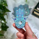 Hamsa Hånd Krystallkuleholder [Lyseblå] thumbnail