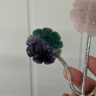 Krystallblomster på stand - Rosenkvarts, Regnbue Fluoritt & Bånd Ametyst thumbnail