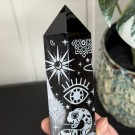 Stort Svart Obsidian Tårn - Cosmic Mystica Sølv 22cm thumbnail