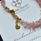 Divine Dulcet ~ Romantisk Jordbærkvarts & Ferskvannsperle Halskjede + Vel Unt hjerte thumbnail
