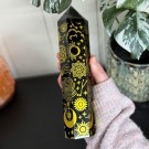 Stort Svart Obsidian Tårn - Cosmic Mystica Gull 22cm thumbnail