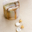 Luna Norte ~ Grønn Bånd Kalsitt Smykkeboks & Perlemor Øredobber thumbnail