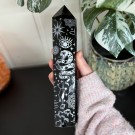 Stort Svart Obsidian Tårn - Cosmic Mystica Sølv 22cm thumbnail
