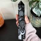Stort Svart Obsidian Tårn - Cosmic Mystica Sølv 22cm thumbnail