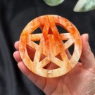 Flammekvarts Pentagram med Metallstativ - Kraft & Beskyttelse  thumbnail