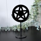 Svart Obsidian Pentagram på Metallstativ - Kraft & Beskyttelse thumbnail