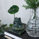 Frosk med Blad i Grønn Serpentin m/roterende base #1 thumbnail