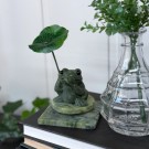 Frosk med Blad i Grønn Serpentin m/roterende base #2 thumbnail