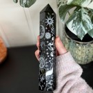 Stort Svart Obsidian Tårn - Cosmic Mystica Sølv 22cm thumbnail
