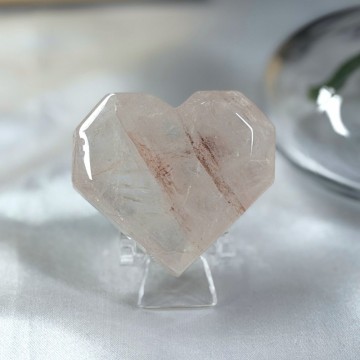 Flammekvarts Hjerte #2 - Indre Ild i Fasettslipt Form