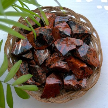 Rød Obsidian (Mahogny) Råstein (flere valg)