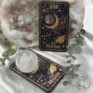 Krystallkuleholder Tarot Kort - The Moon (Svart)