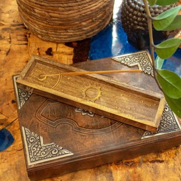 Røkelsesholder i Tre - Stjernetegn Solbrett 