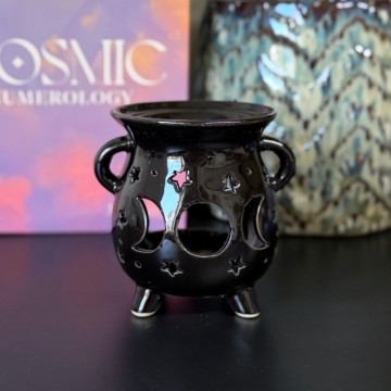 Triple Moon Wax Melt & Oljebrenner - Svart Keramikk