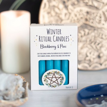 Bjørnebær & Furu Spell Candles for Vinterritualer - 12pk