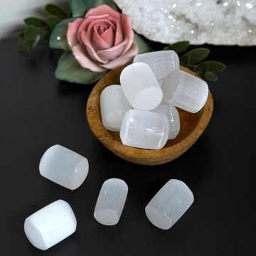 Selenitt Cubes Tromlet (Satin Spar)