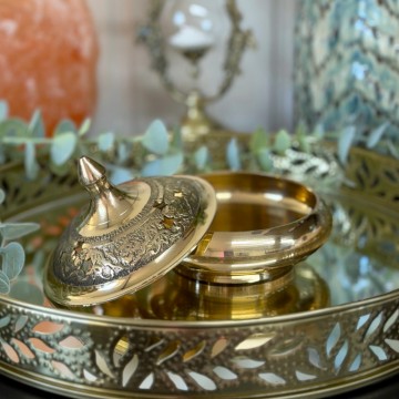 Stor Røkelsesskål i Messing med Stjernelokk