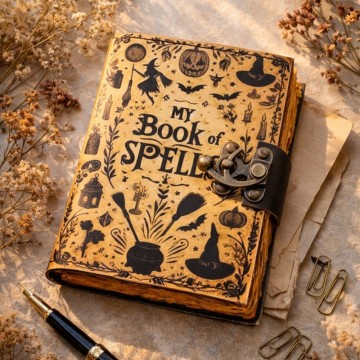 Håndlaget Vintage Notatbok - My Book of Spells