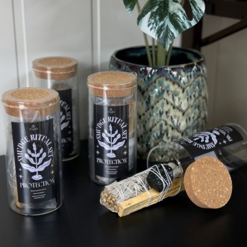 Ritualsett for Renselse & Beskyttelse - Hvit Salvie, Palo Santo & Svart Turmalin